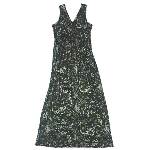 Epilogue Women's Summer Green Paisley Maxi Sleeveless Dress sz L - Picture 1 of 8